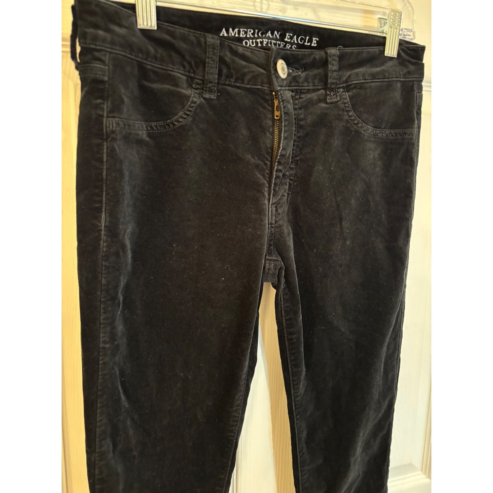 American Eagle Jeggings Size 8 Black Corduroy Super Stretch Pants